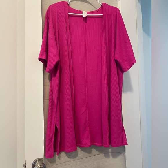 Honeyme Fuchsia Ribbed Cardigan - Picture 2 of 6